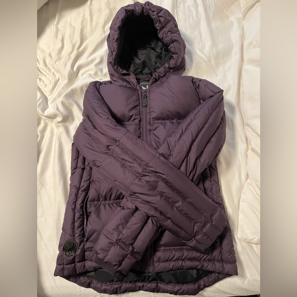 Purple Hooded Down Puffer Jacket